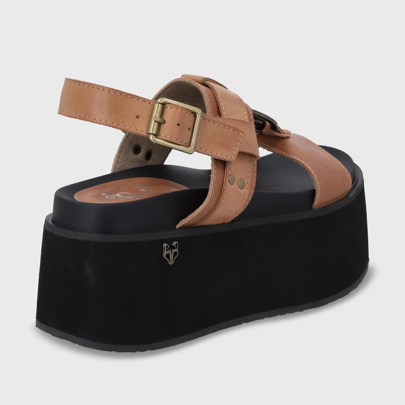 Sandalia Plataforma Camel Mujer 35186