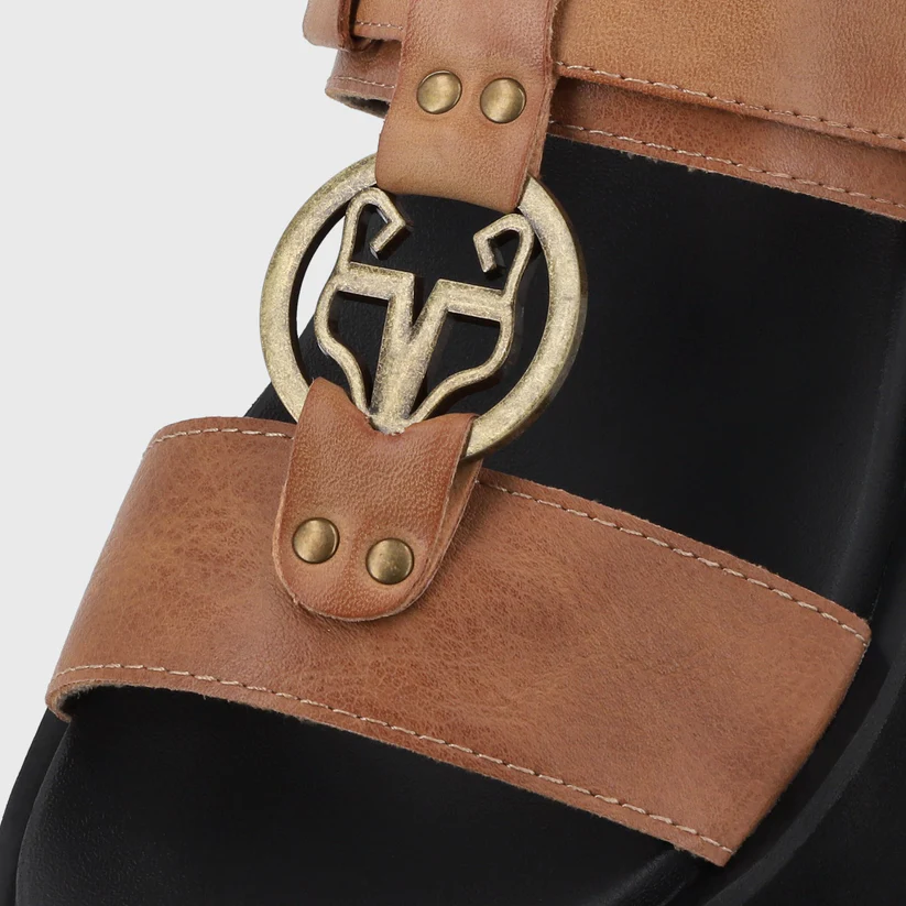 Sandalia Plataforma Camel Mujer 35186
