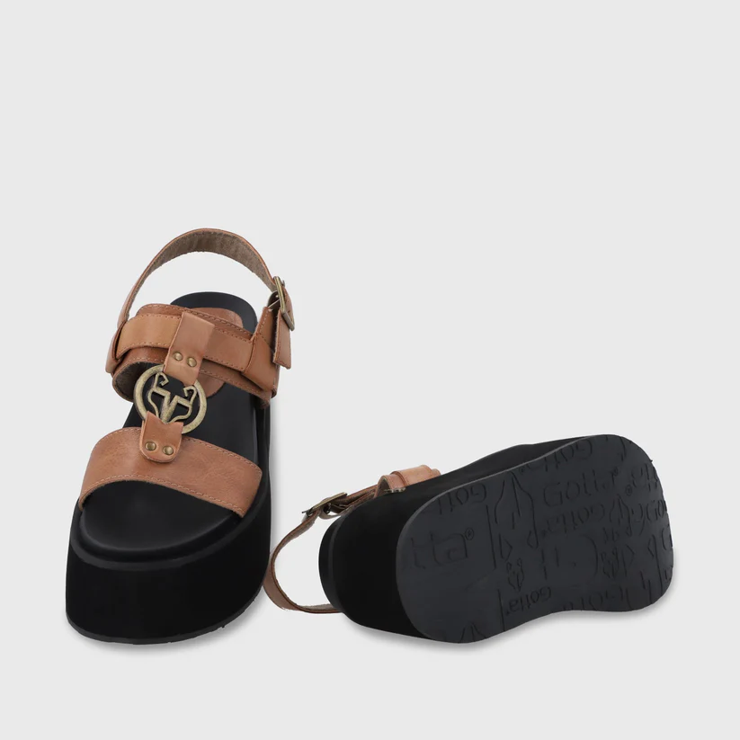 Sandalia Plataforma Camel Mujer 35186