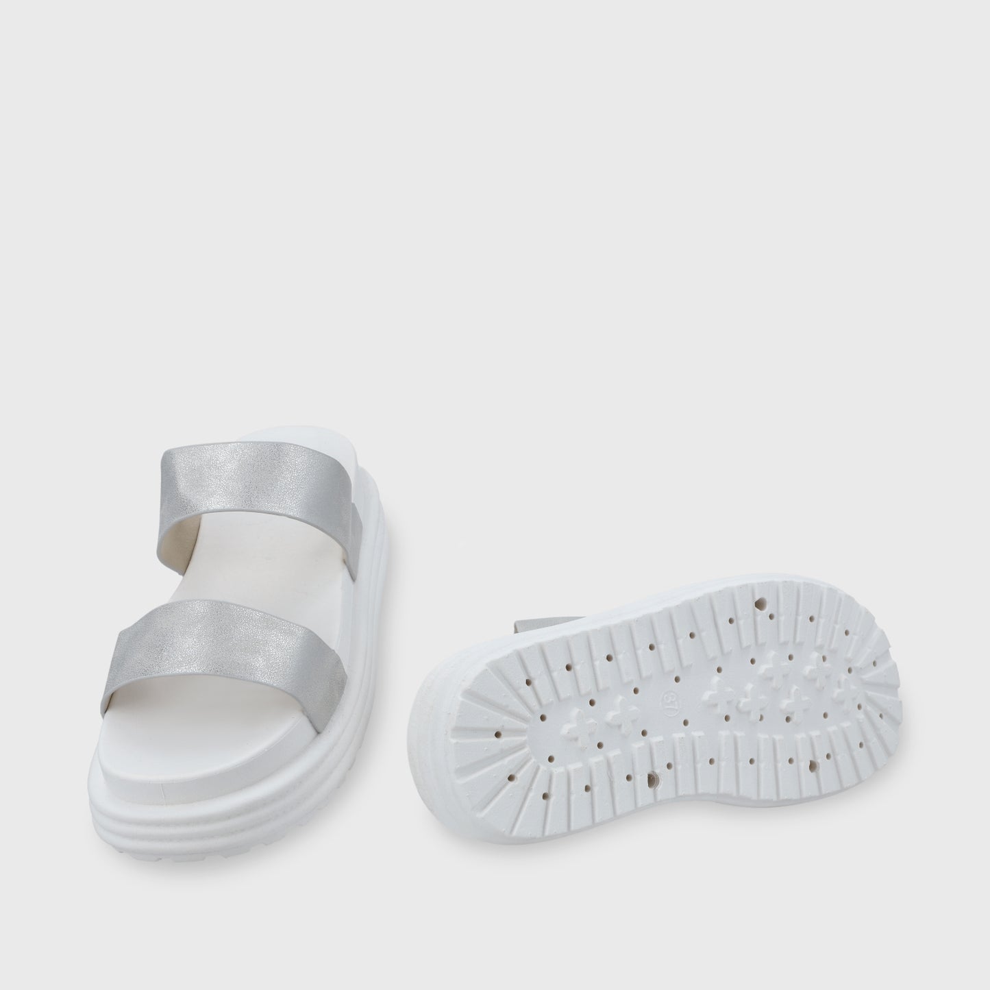 Sandalia Plataforma Plateada Mujer 42021