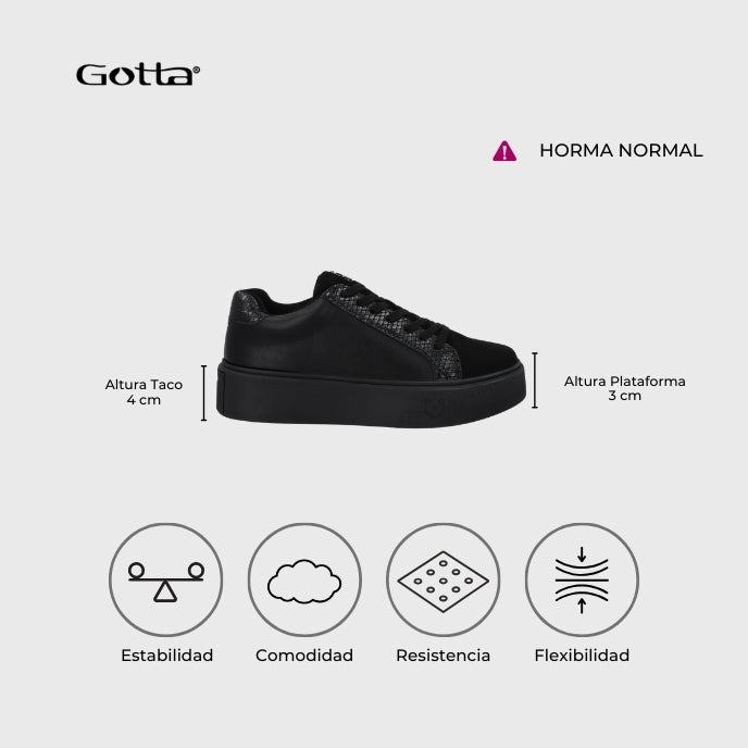Zapatilla Negra Brillante Mujer 43042