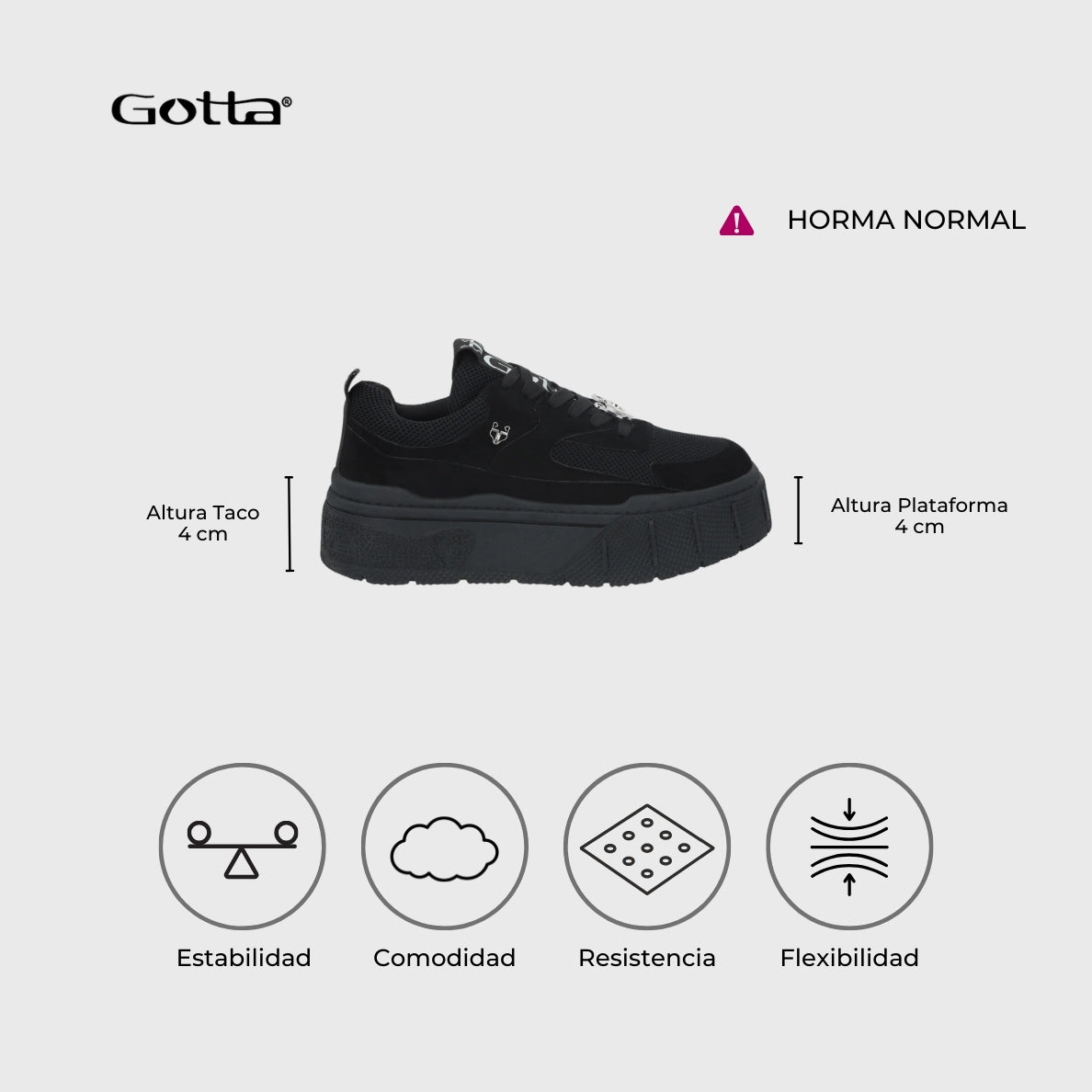 Zapatilla Negra Mujer 43052