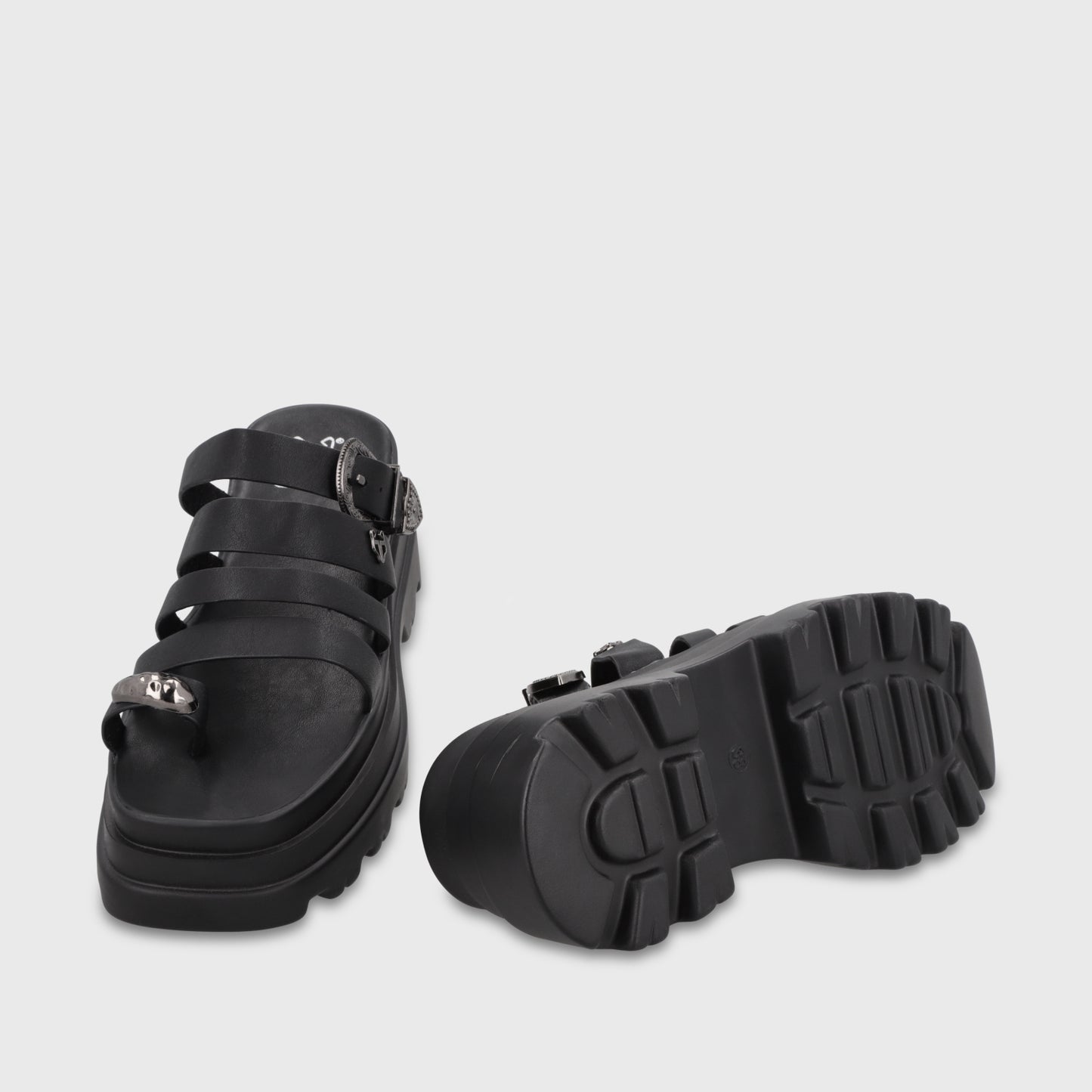 Sandalia Plataforma Negra Mujer 45732