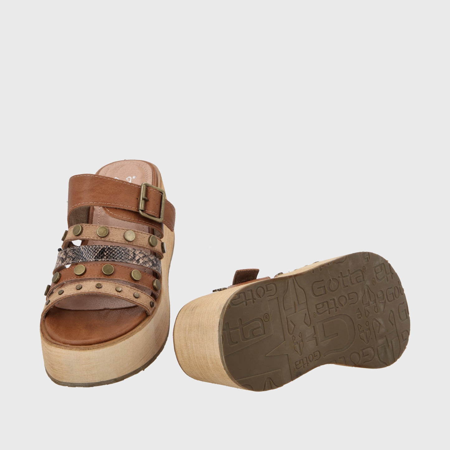 Sandalia Plataforma Beige Mujer 45841