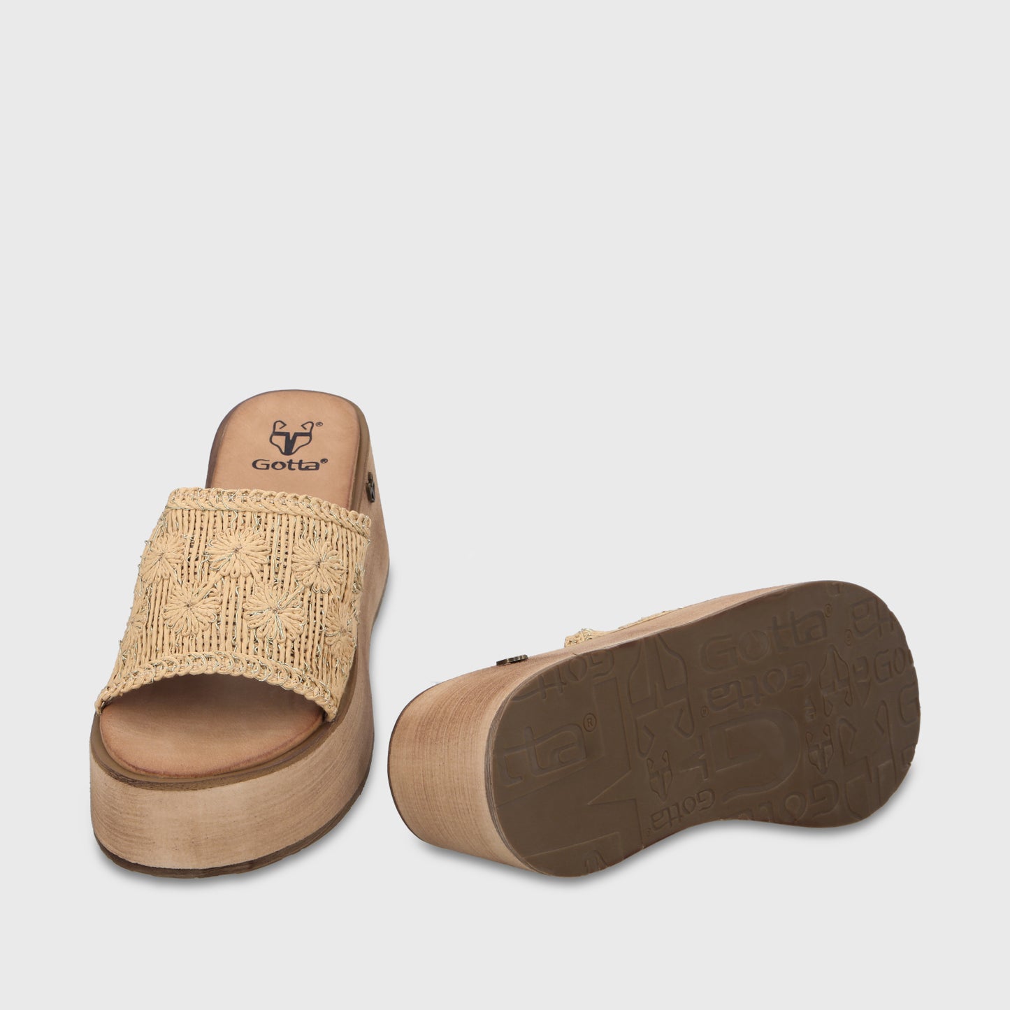 Sandalia Plataforma Beige Mujer 45843