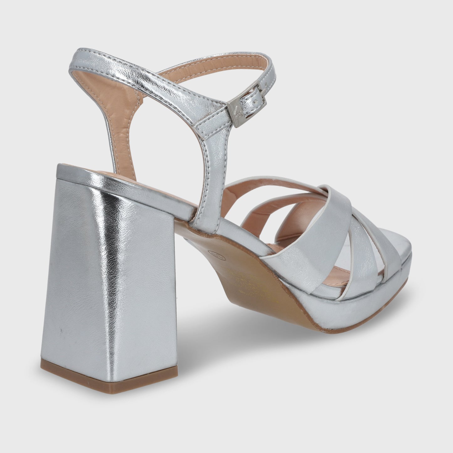Sandalia Taco Plateada Mujer 45902