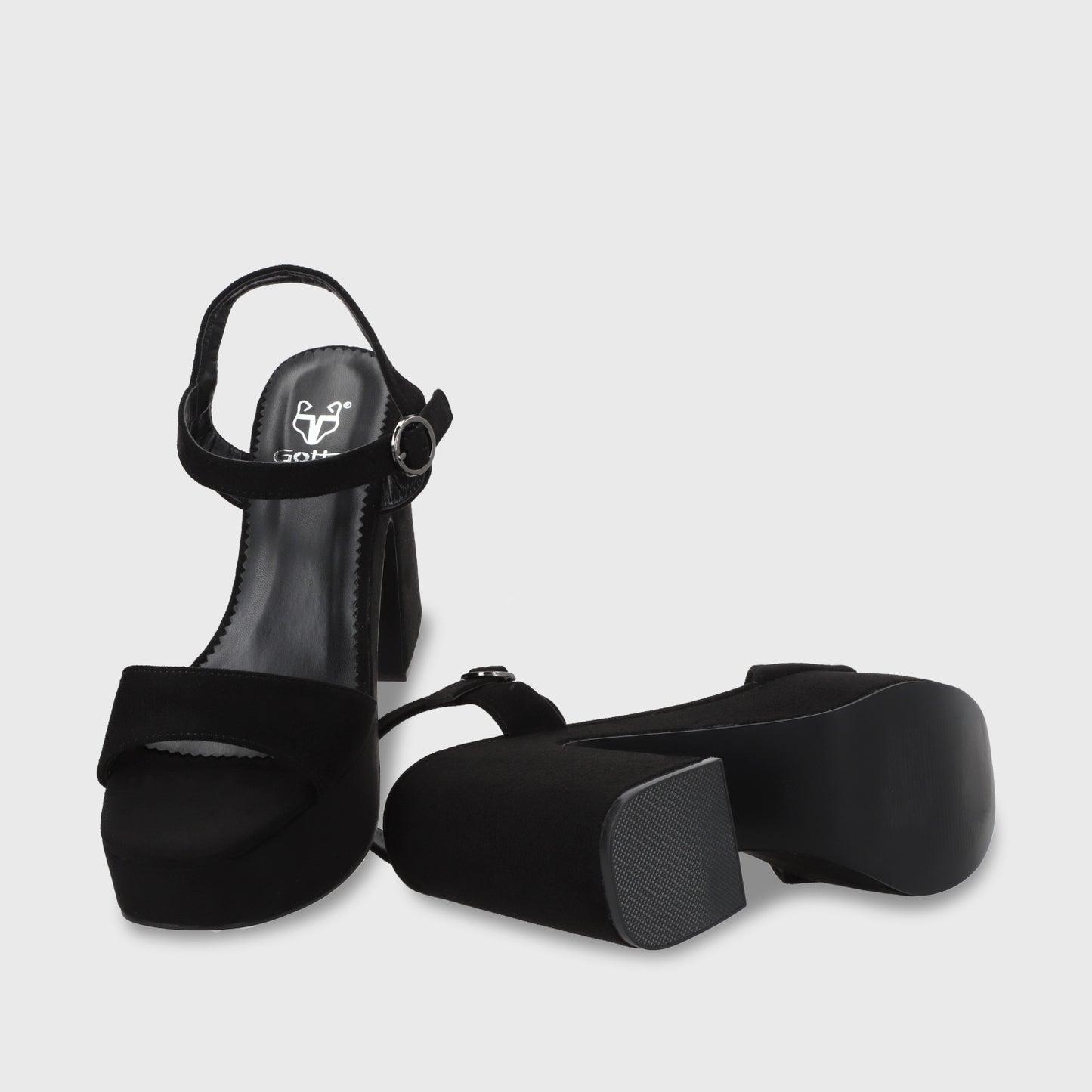 Sandalia Taco Negra Mujer 45910