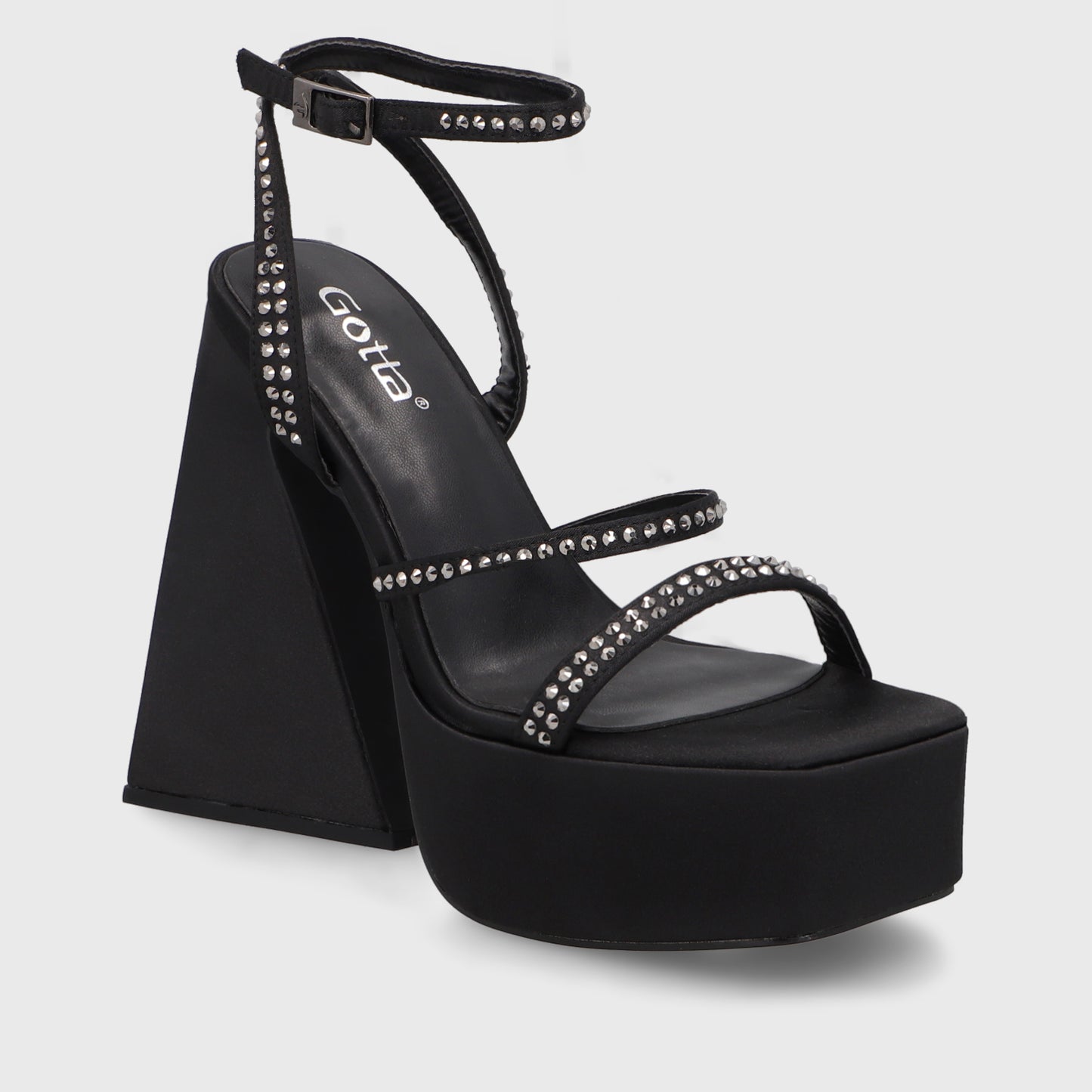 Sandalia Taco Negra Mujer 45931