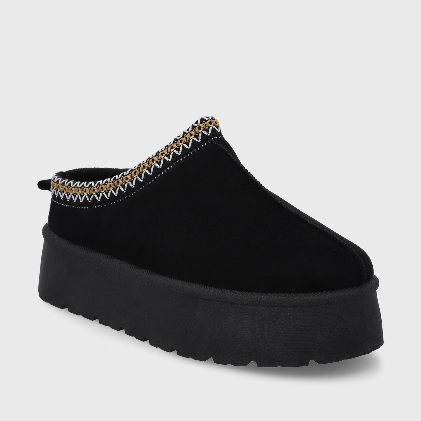 Pantufla Plataforma Negra Mujer 48112