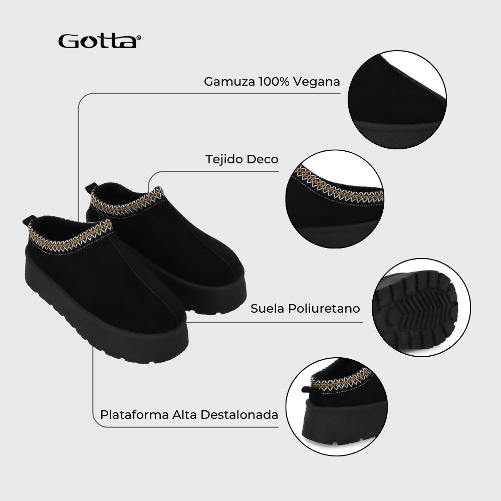 Pantufla Plataforma Negra Mujer 48112