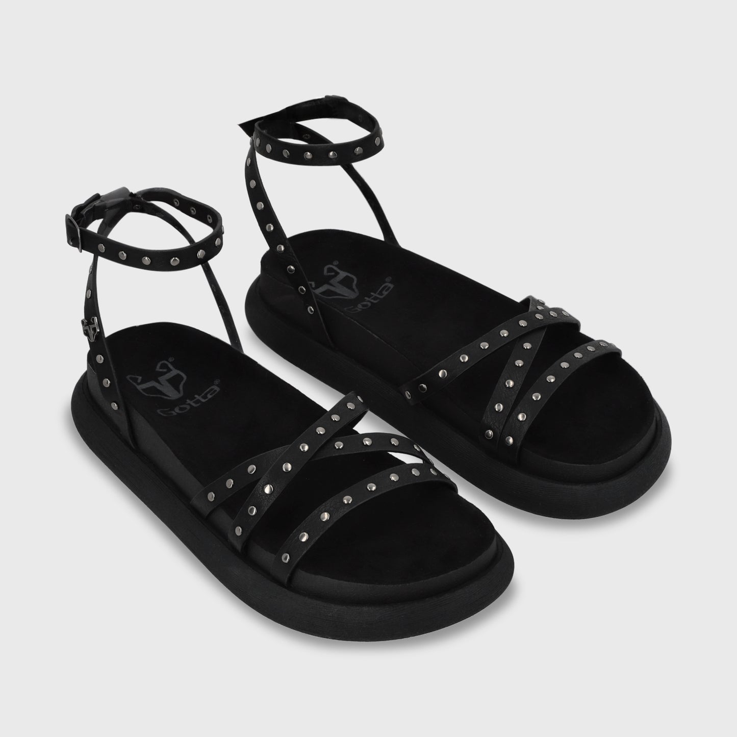 Sandalia Plano Negro Mujer 53703