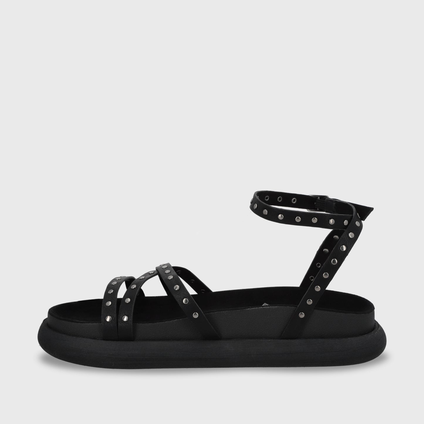 Sandalia Plano Negro Mujer 53703
