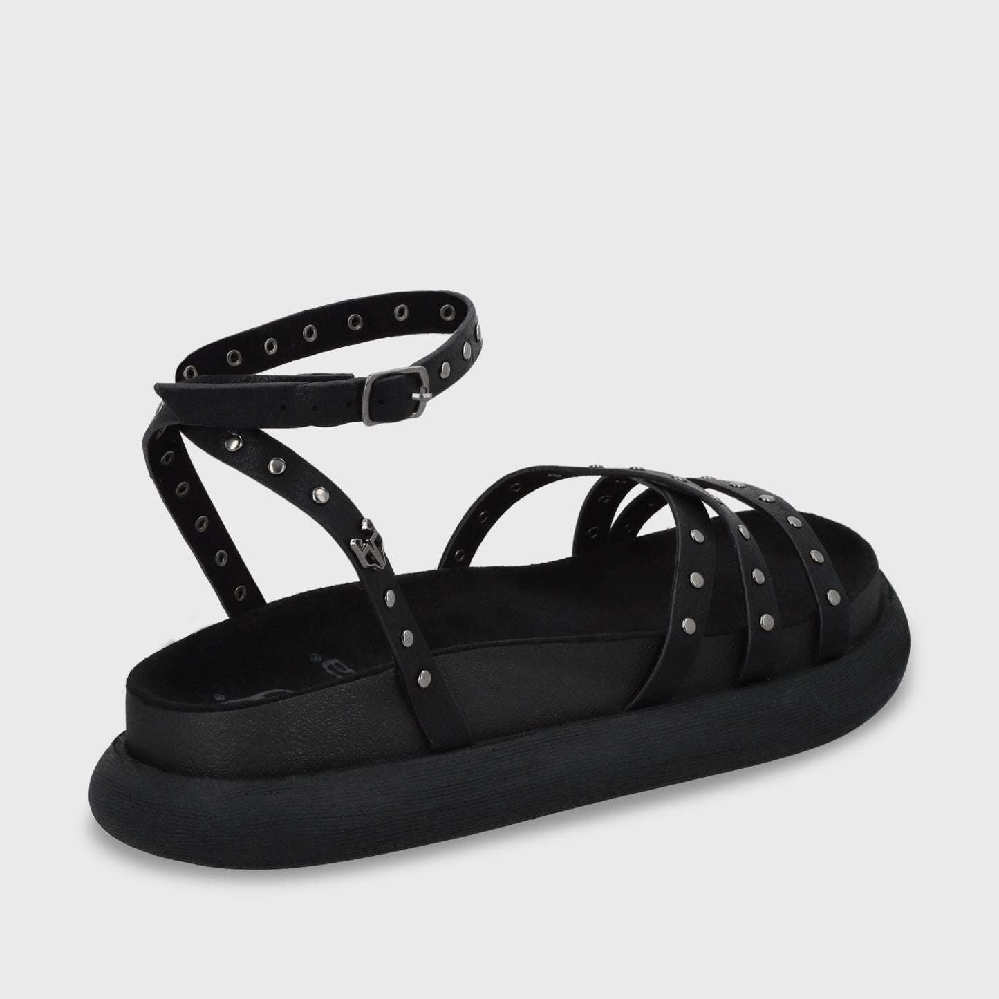 Sandalia Plano Negro Mujer 53703