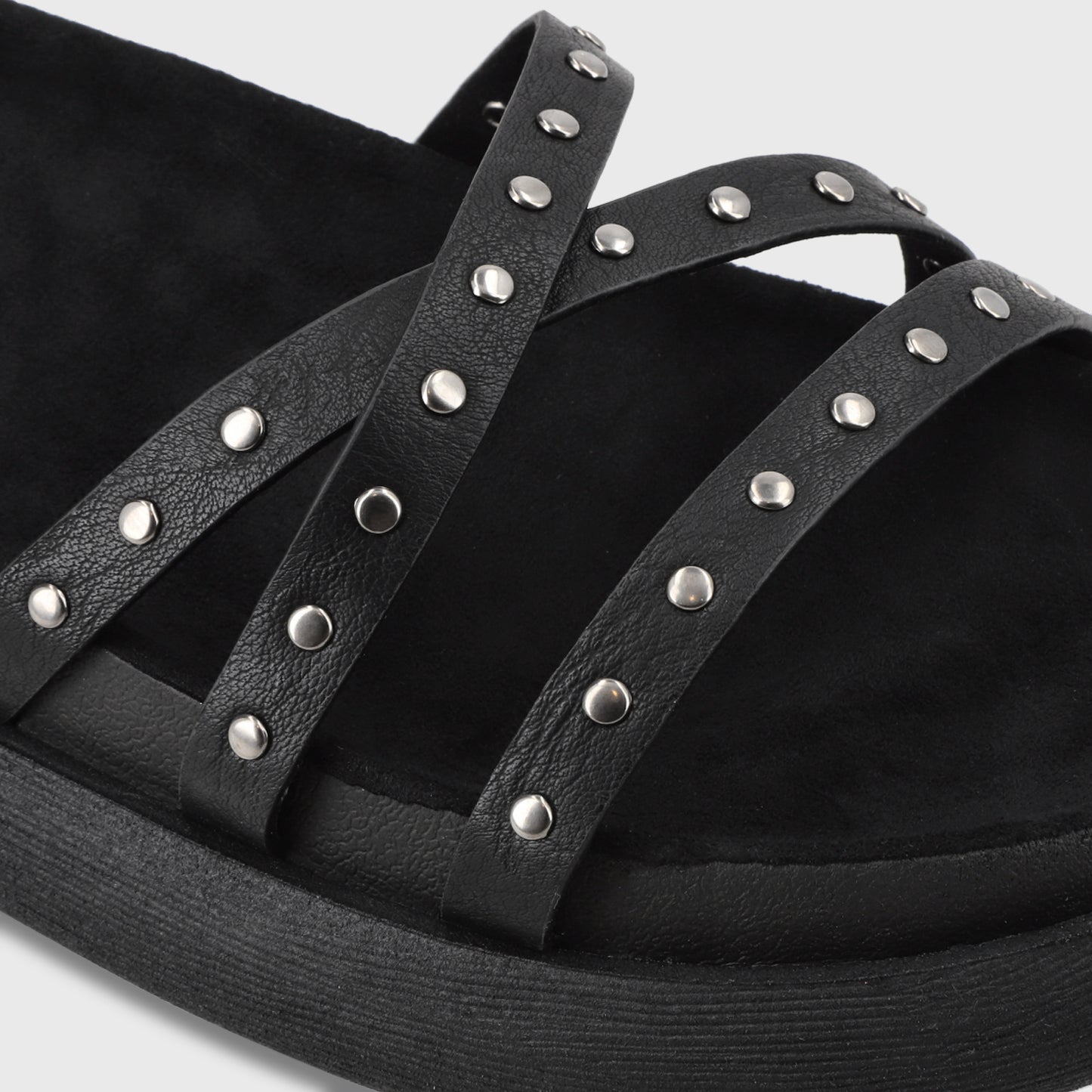 Sandalia Plano Negro Mujer 53703