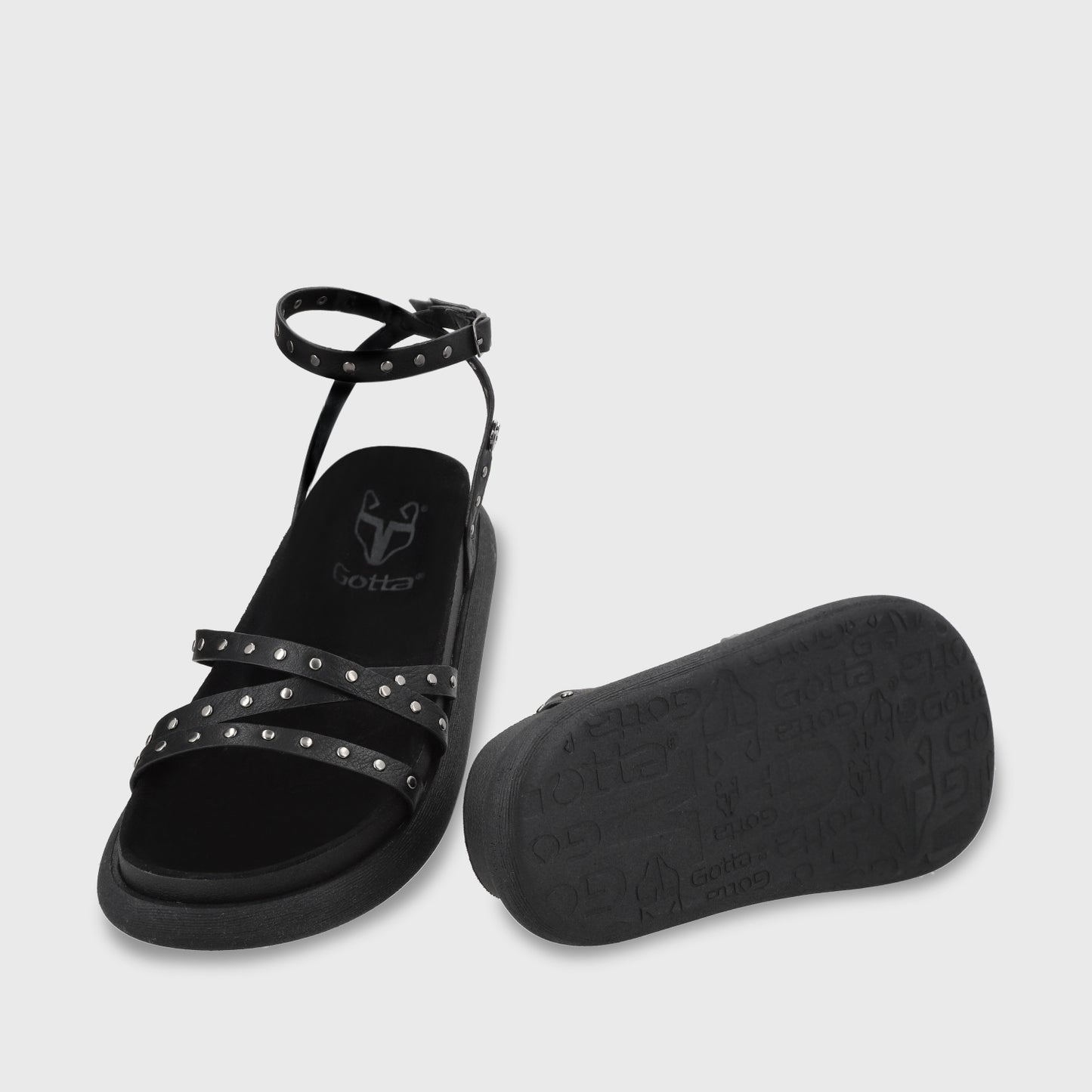Sandalia Plano Negro Mujer 53703