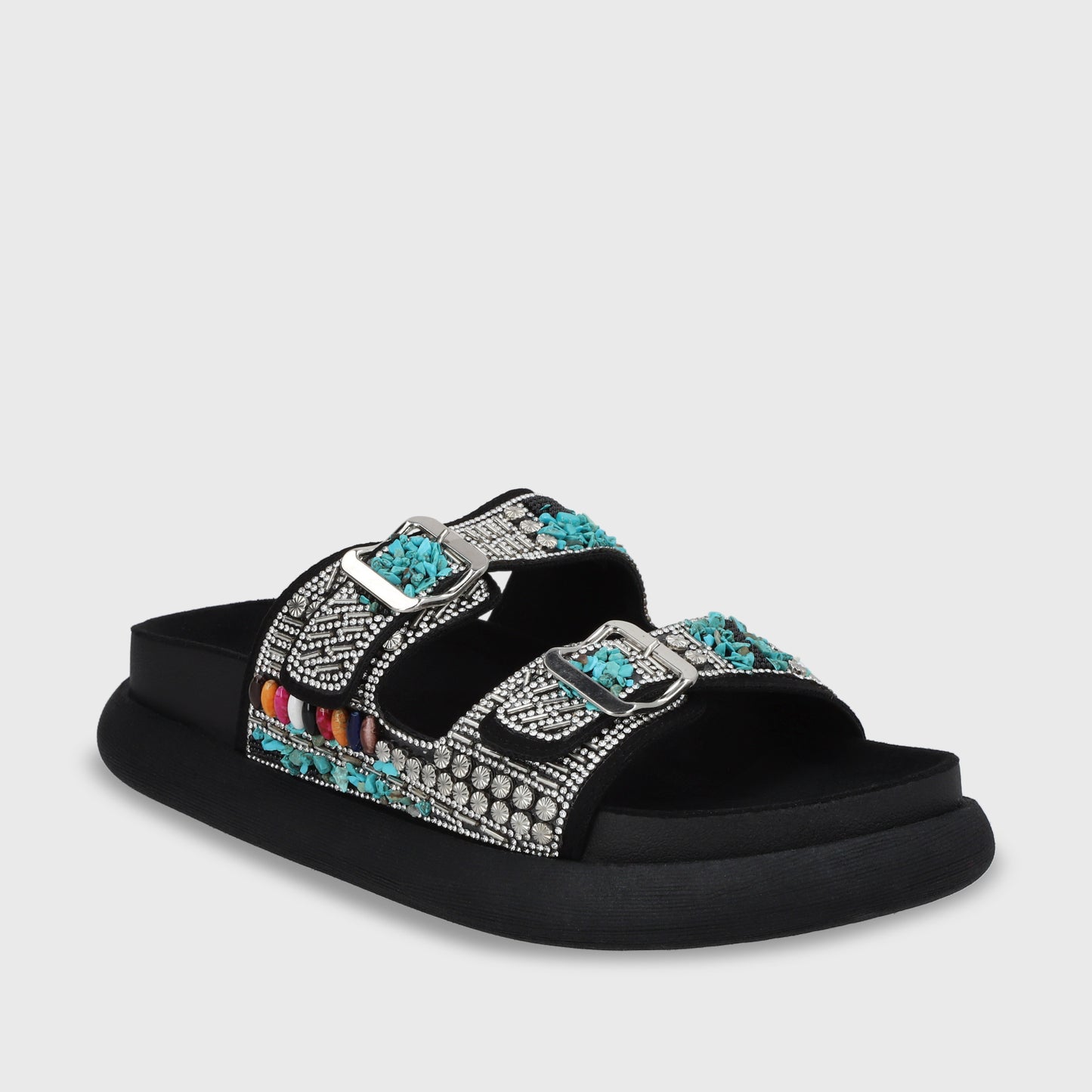 Sandalia Plano Negro Mujer 53705