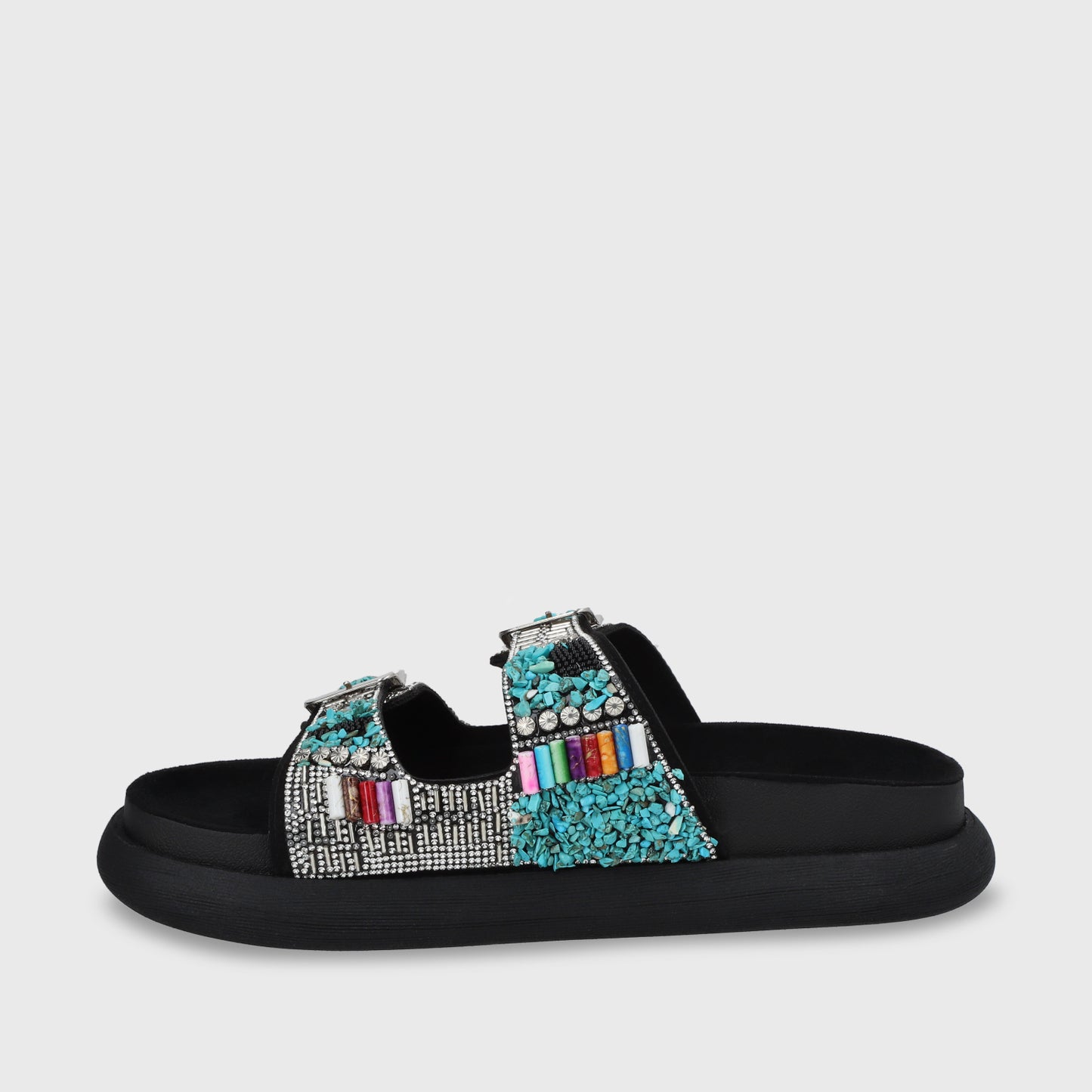 Sandalia Plano Negro Mujer 53705