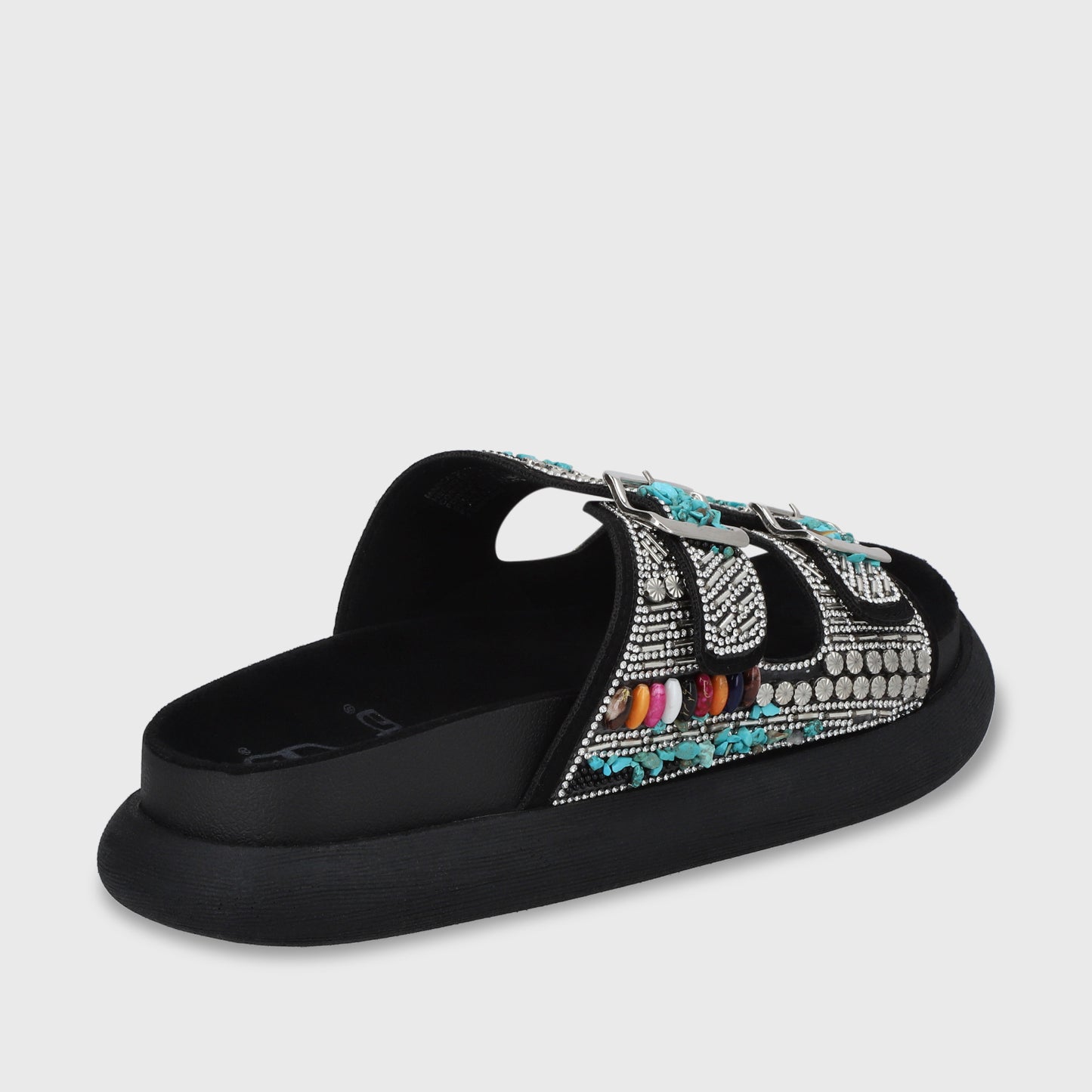 Sandalia Plano Negro Mujer 53705