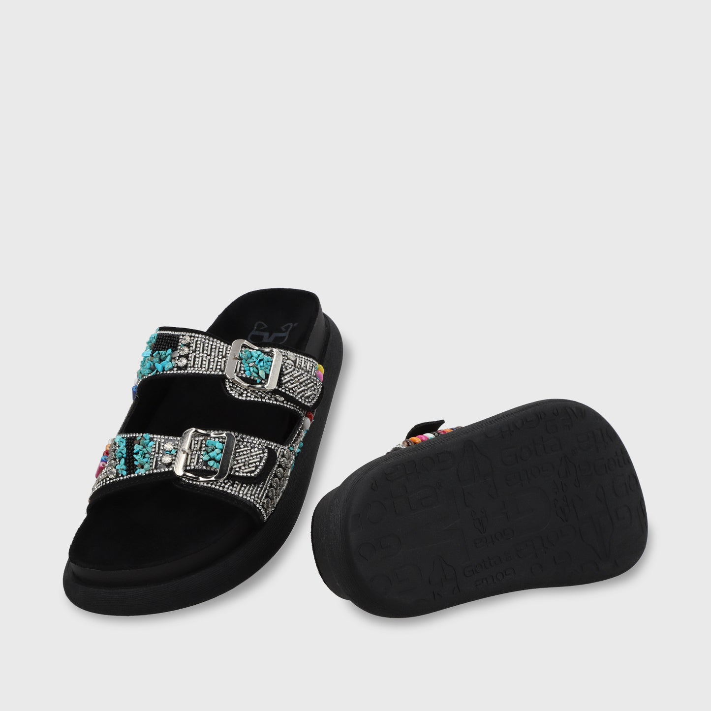 Sandalia Plano Negro Mujer 53705