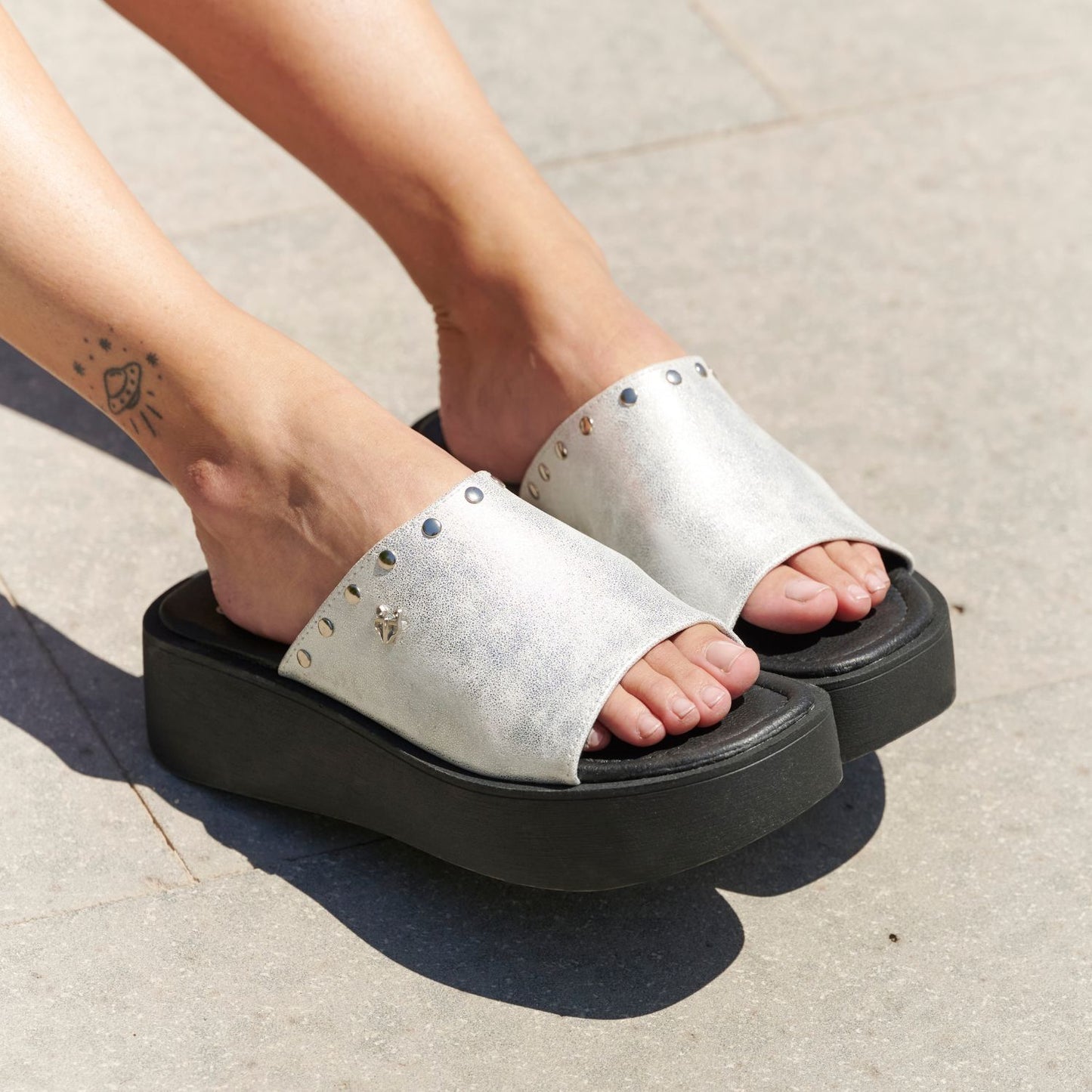 Sandalia Plataforma Plateado Mujer 53730