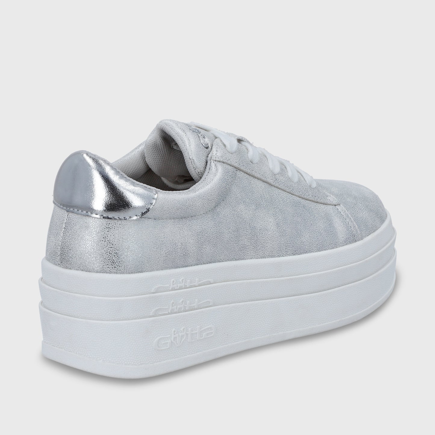 Zapatilla Plataforma Plateada Mujer 53751