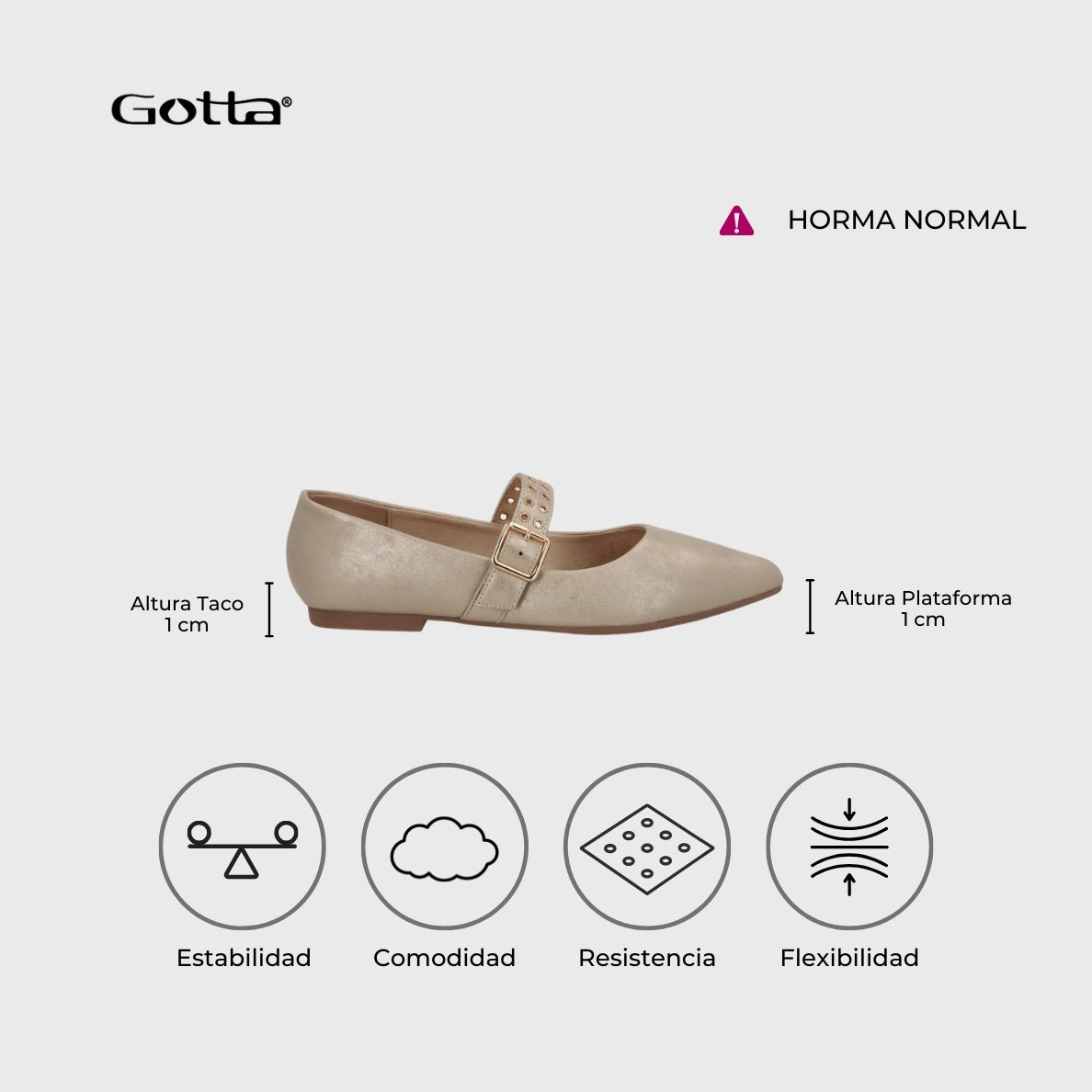 Ballerina Plana Dorada Mujer 54011