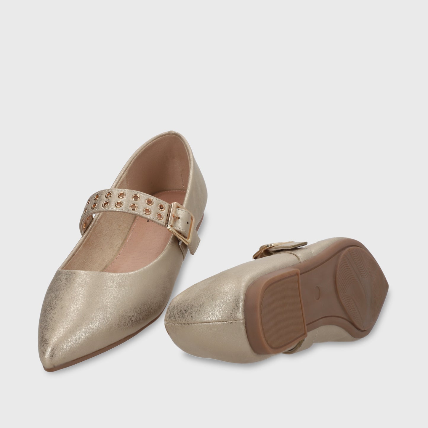 Ballerina Plana Dorada Mujer 54011