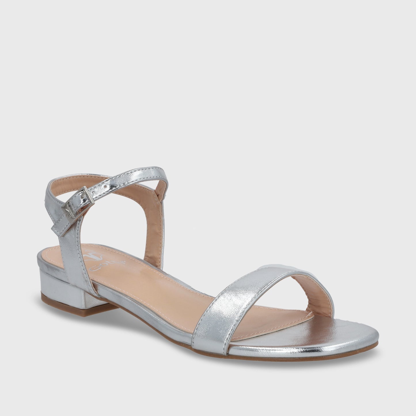 Sandalia Plana Plateada Mujer 55201