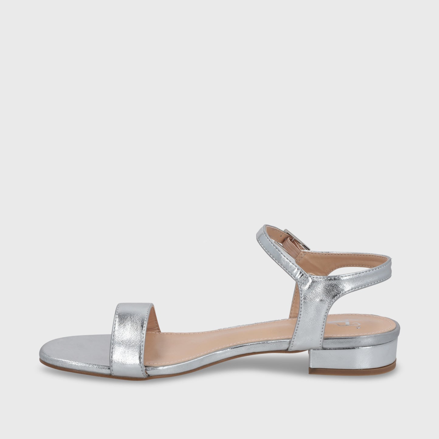 Sandalia Plana Plateada Mujer 55201