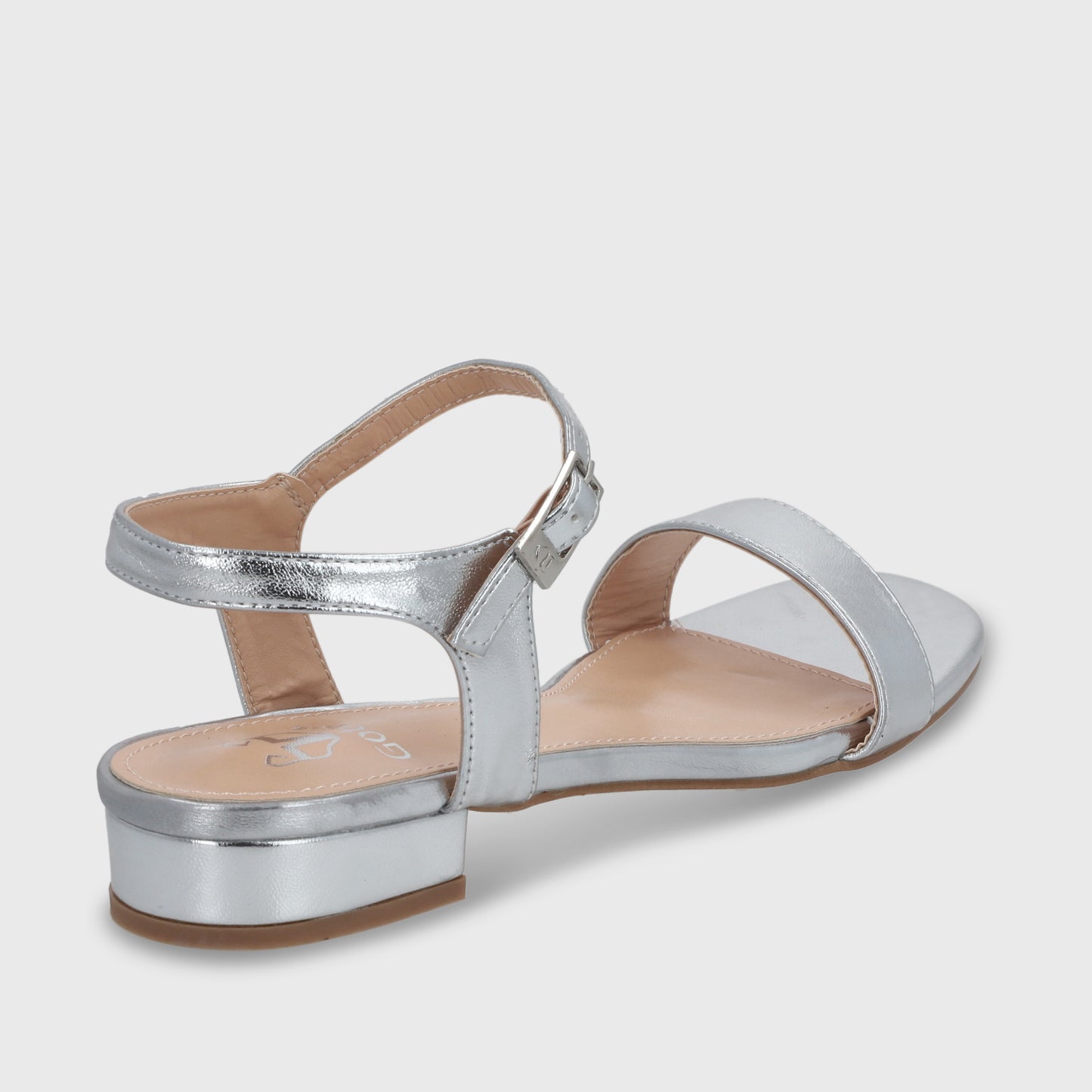 Sandalia Plana Plateada Mujer 55201