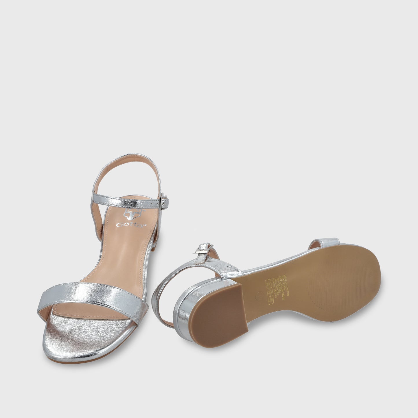 Sandalia Plana Plateada Mujer 55201