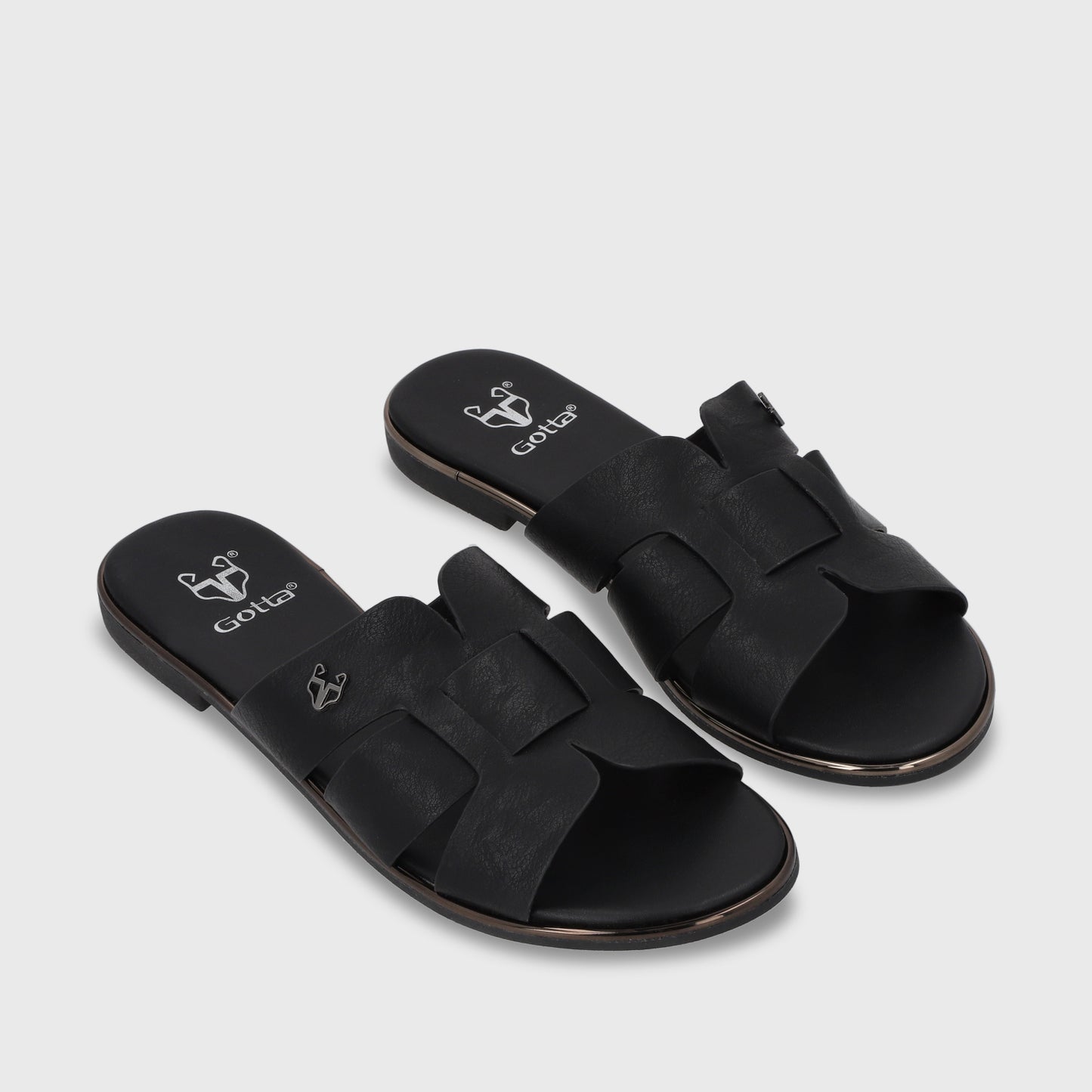 Sandalia Plano Negro Mujer 55210