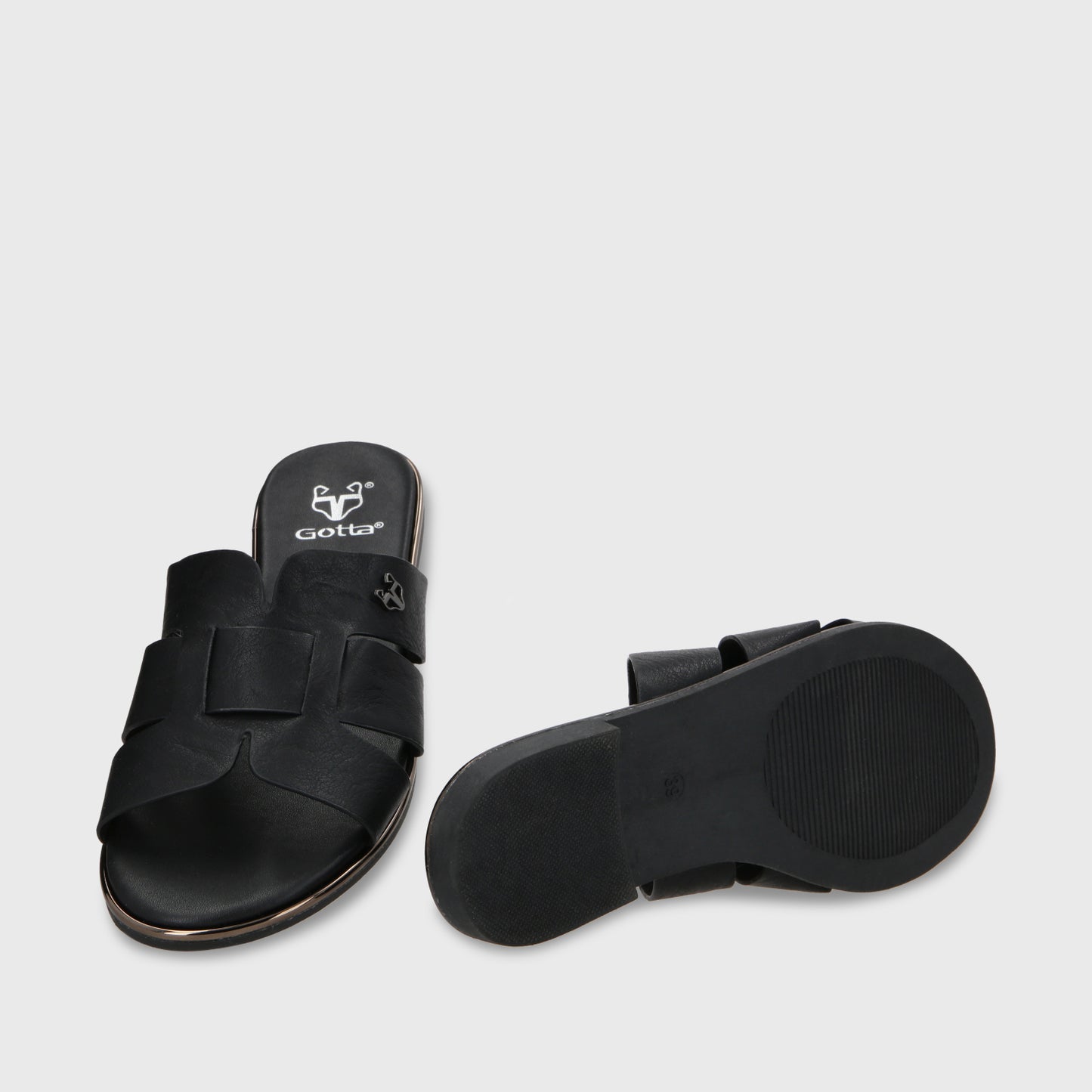 Sandalia Plano Negro Mujer 55210