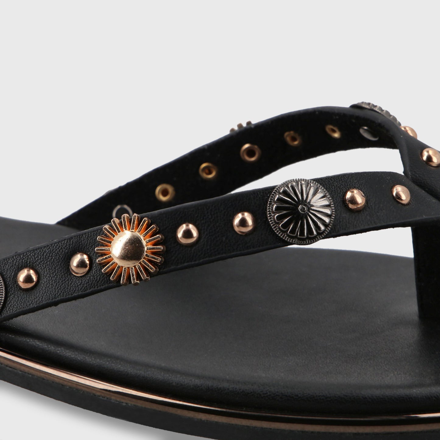 Sandalia Plano Negro Mujer 55211