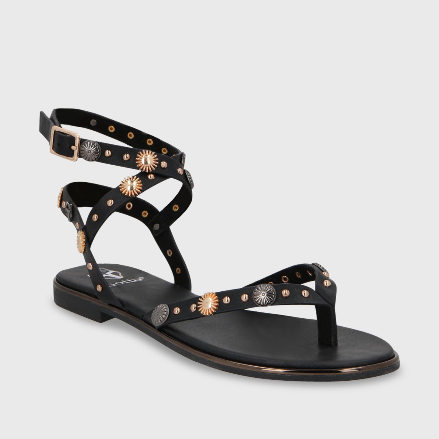 Sandalia Plano Negro Mujer 55211