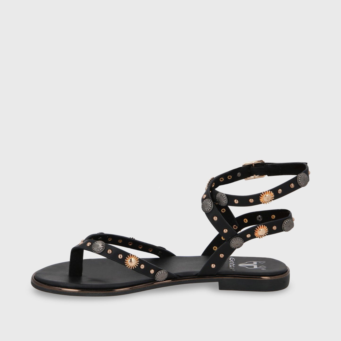 Sandalia Plano Negro Mujer 55211