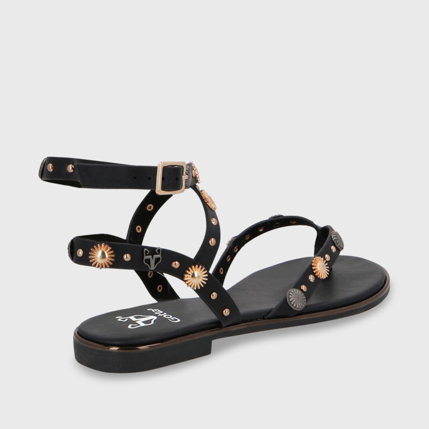 Sandalia Plano Negro Mujer 55211