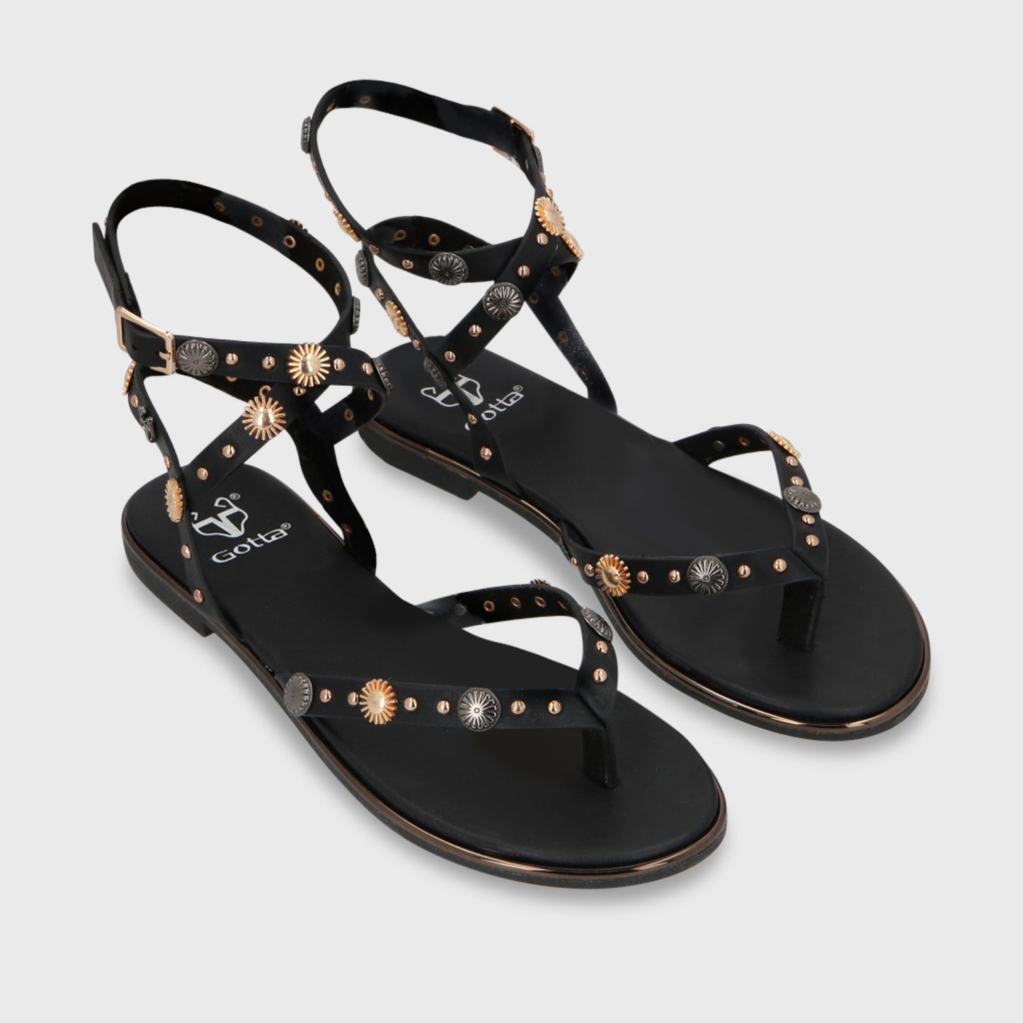Sandalia Plano Negro Mujer 55211