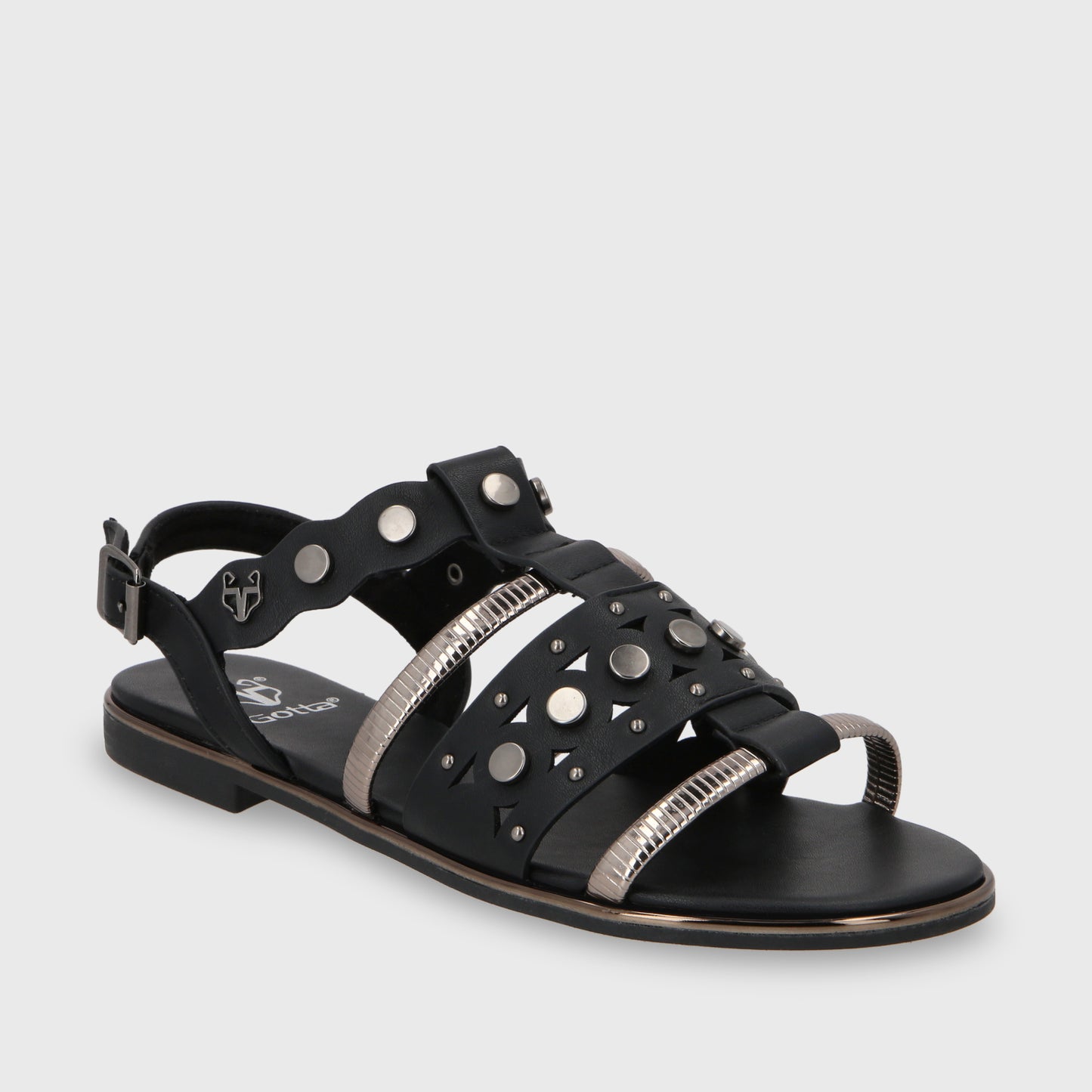 Sandalia Plano Negro Mujer 55212