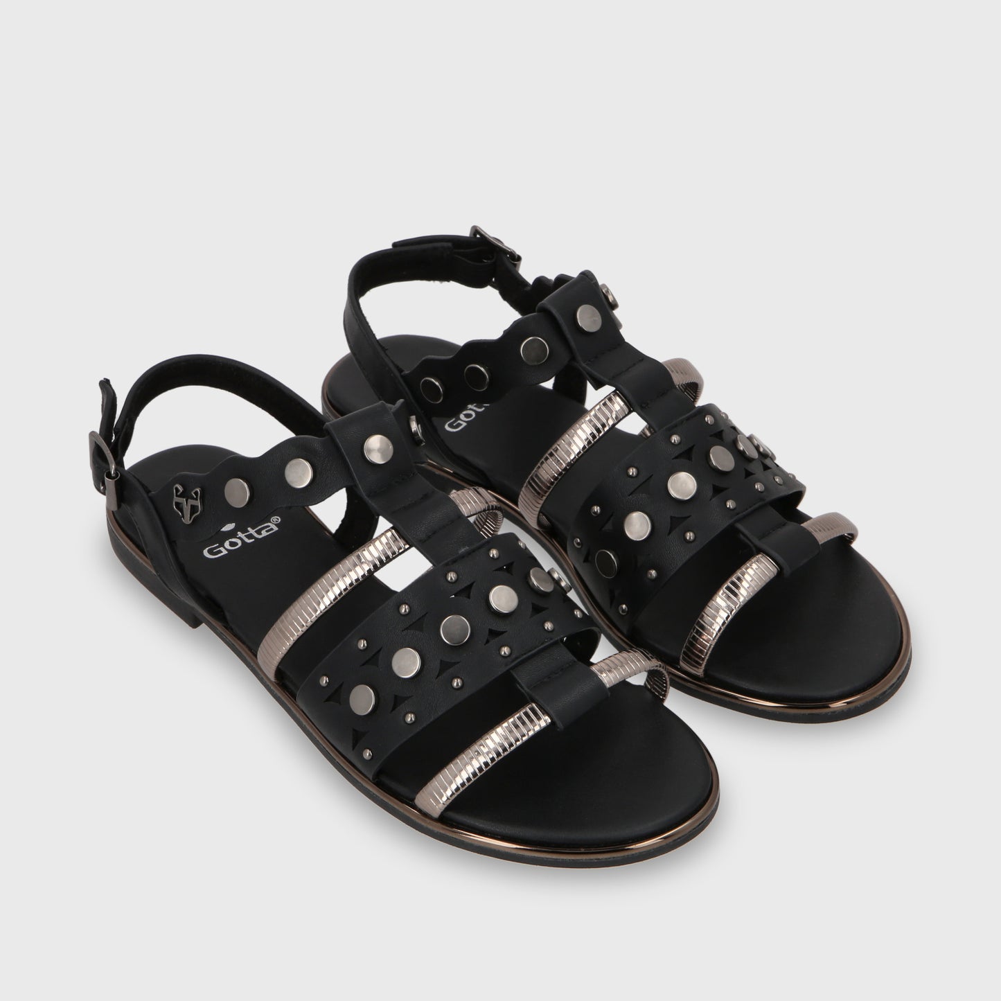 Sandalia Plano Negro Mujer 55212