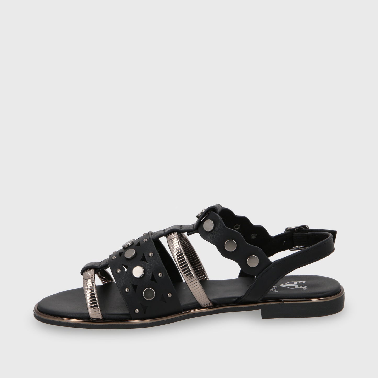 Sandalia Plano Negro Mujer 55212
