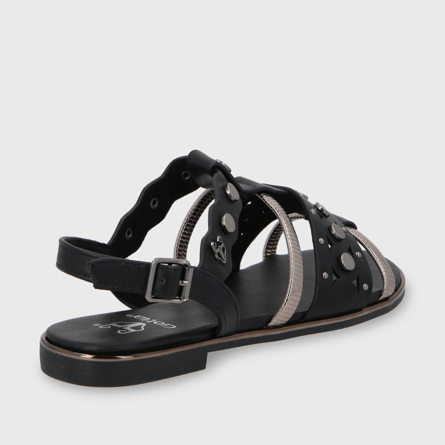 Sandalia Plano Negro Mujer 55212