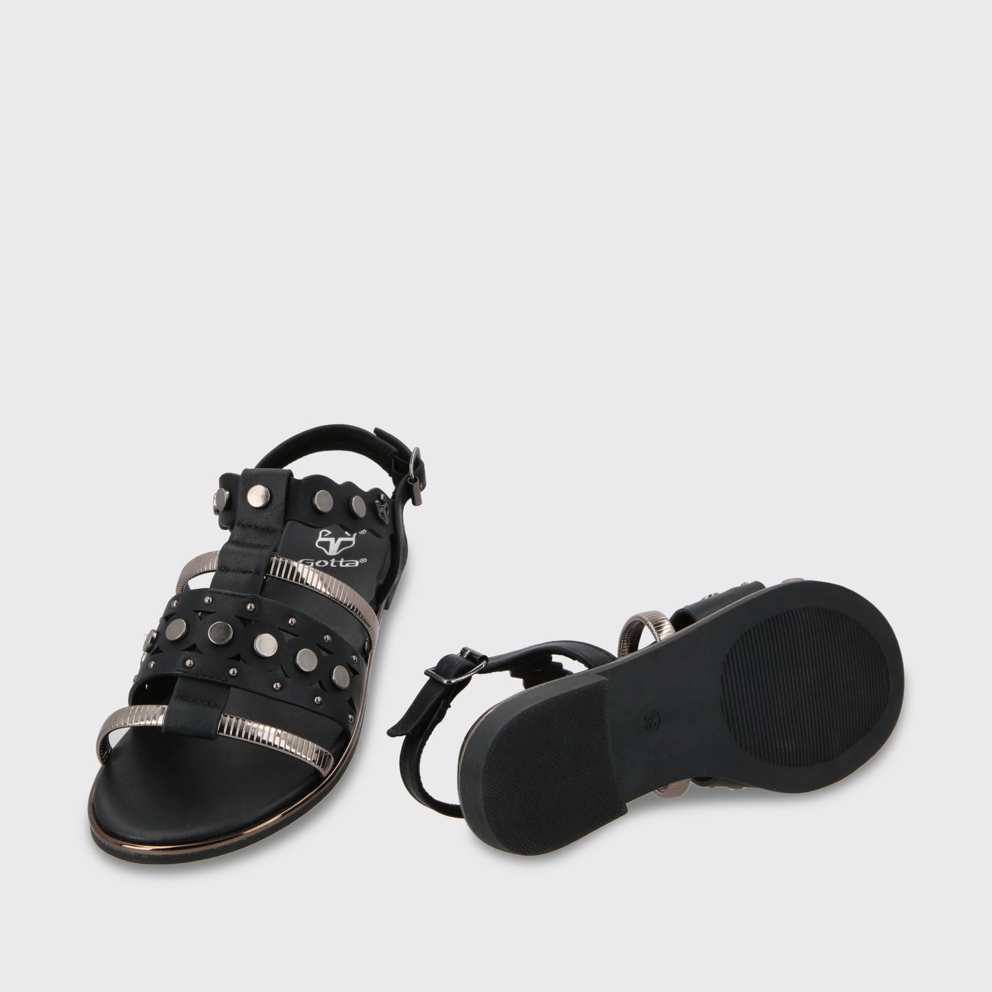 Sandalia Plano Negro Mujer 55212