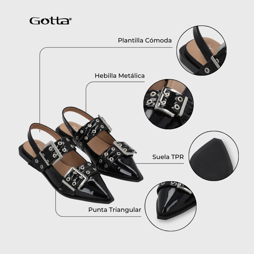 Ballerina Plana Negra Mujer 55240