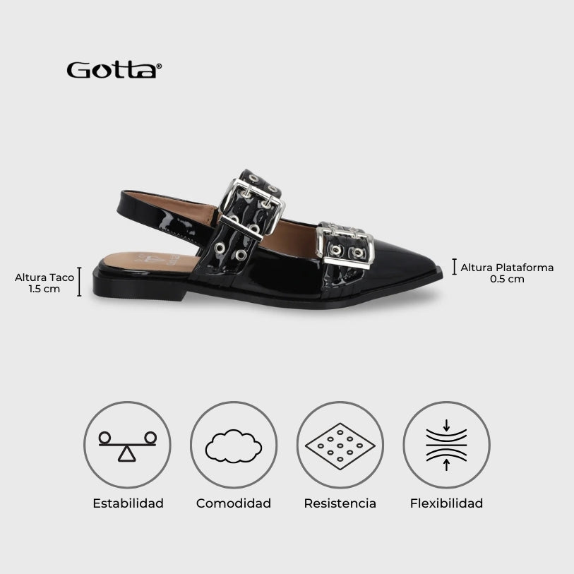 Ballerina Plana Negra Mujer 55240