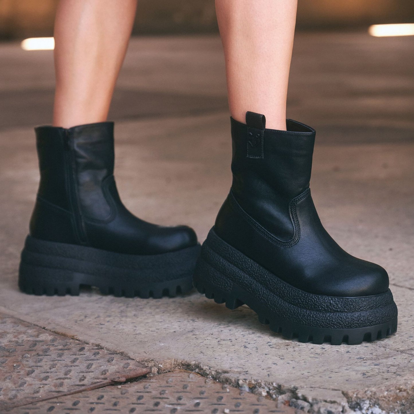 Botin Plataforma Negro Mujer 55292