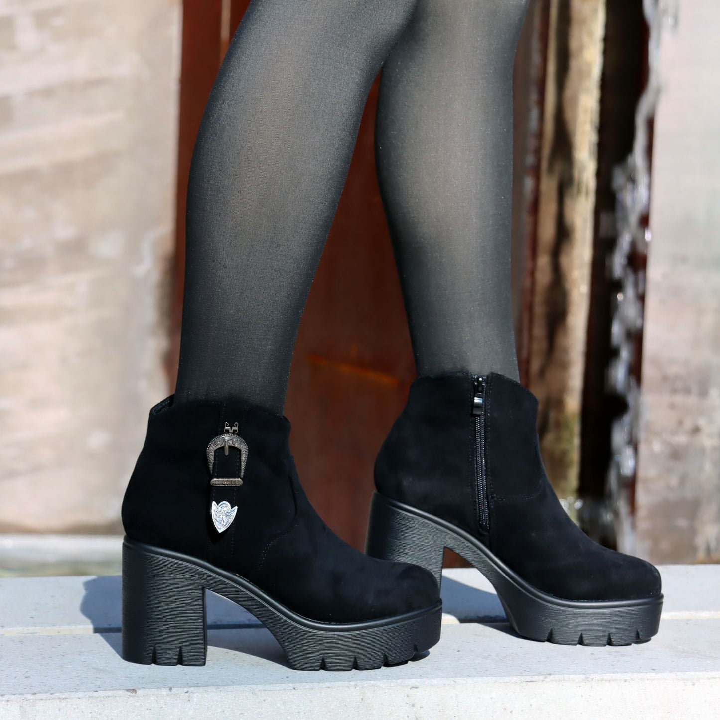 Botin Taco Negro Mujer 55311