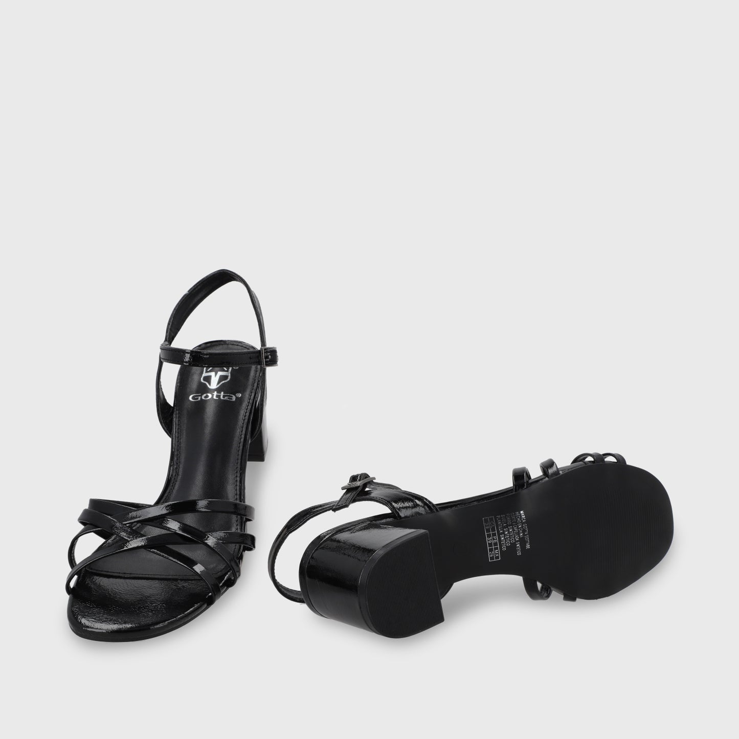 Sandalia Taco Negra Mujer 55901