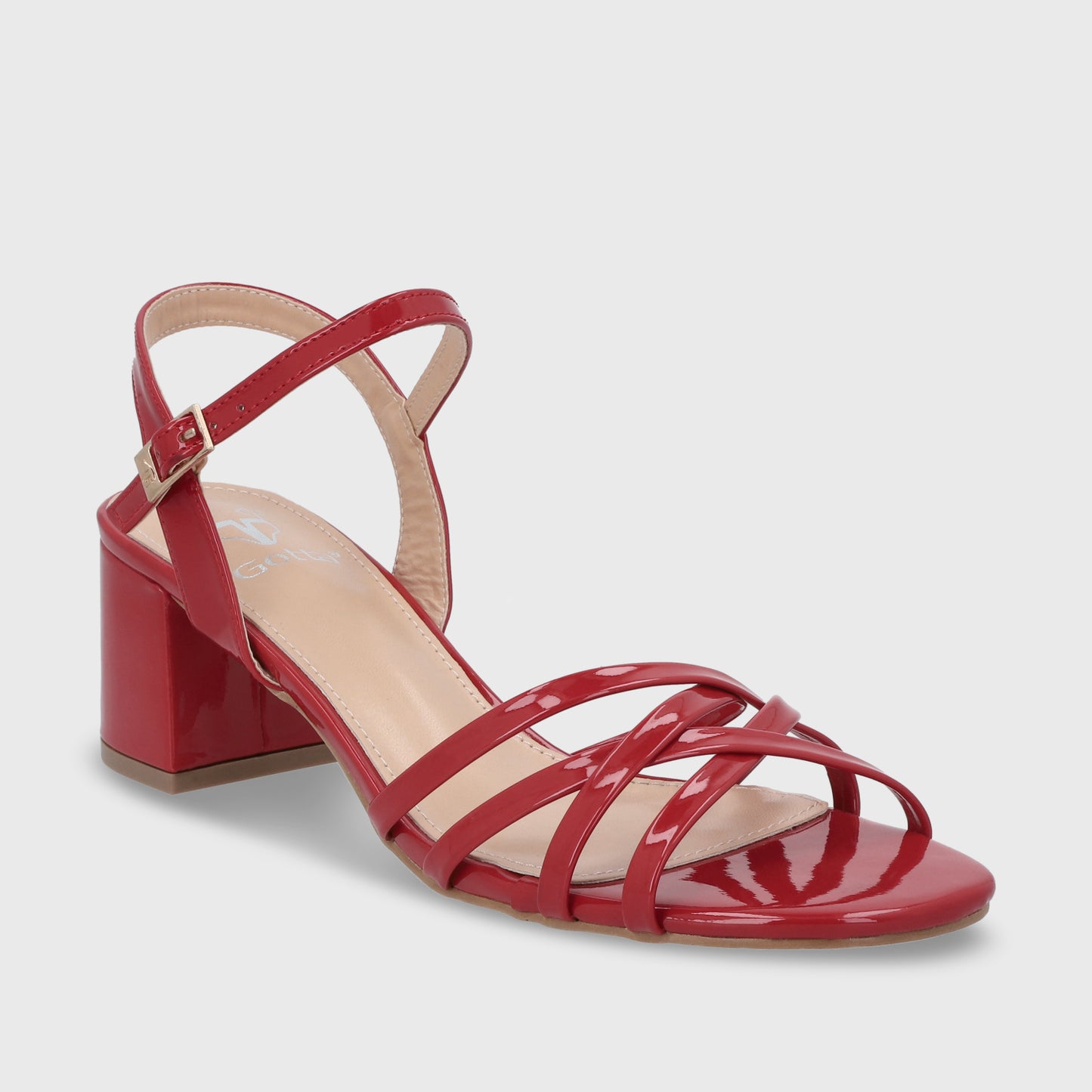 Sandalia Taco Roja Mujer 55901