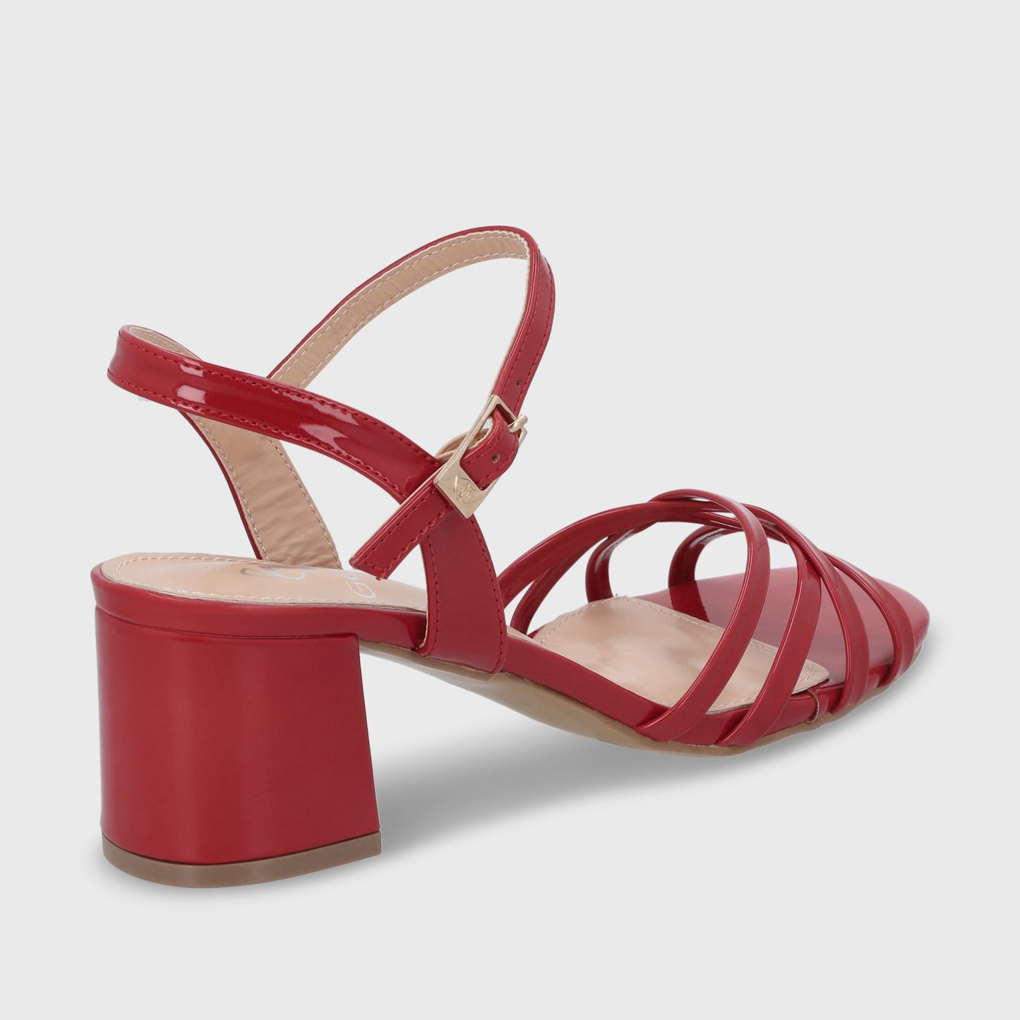 Sandalia Taco Roja Mujer 55901